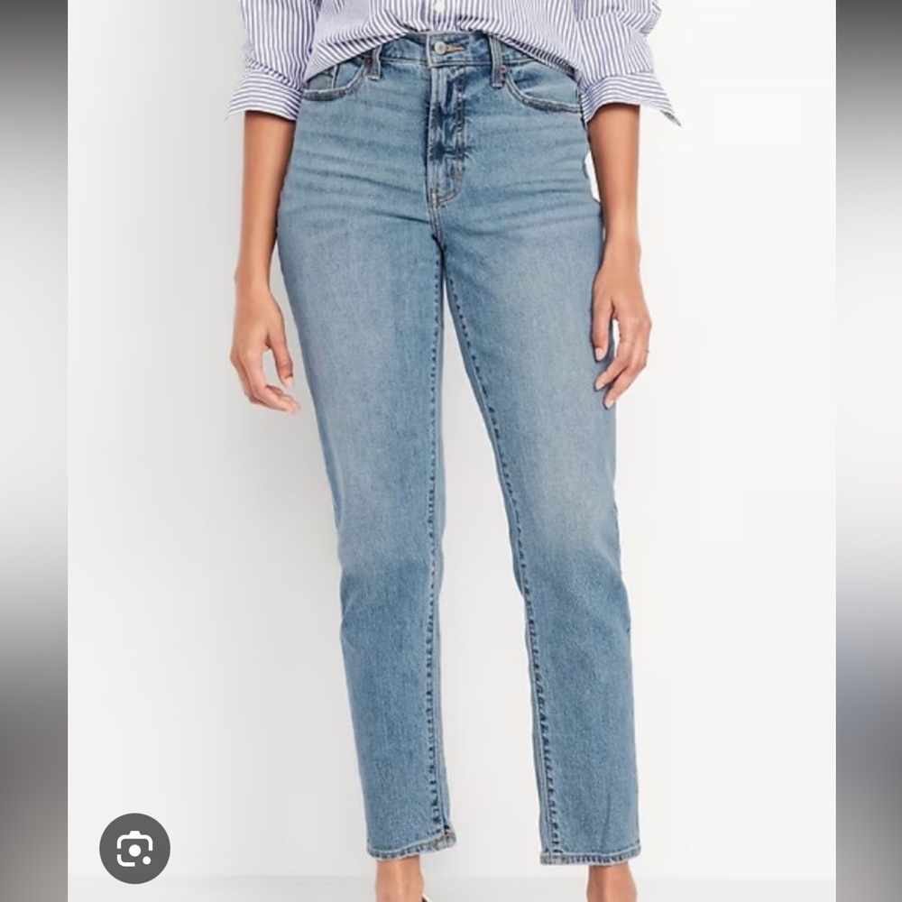 Old Navy Blue High Rise Curvy OG Straight Jeans